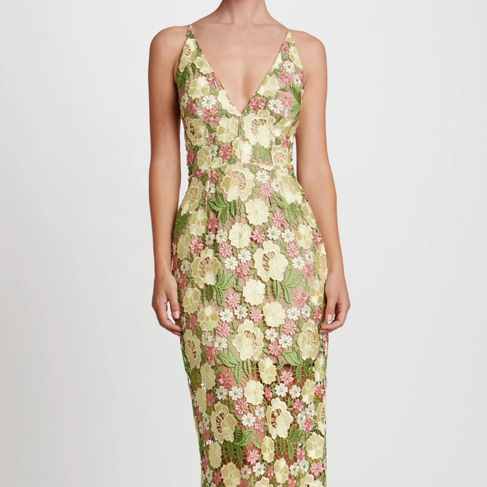 ISO Dress the Population Aurora Yellow/Green Floral